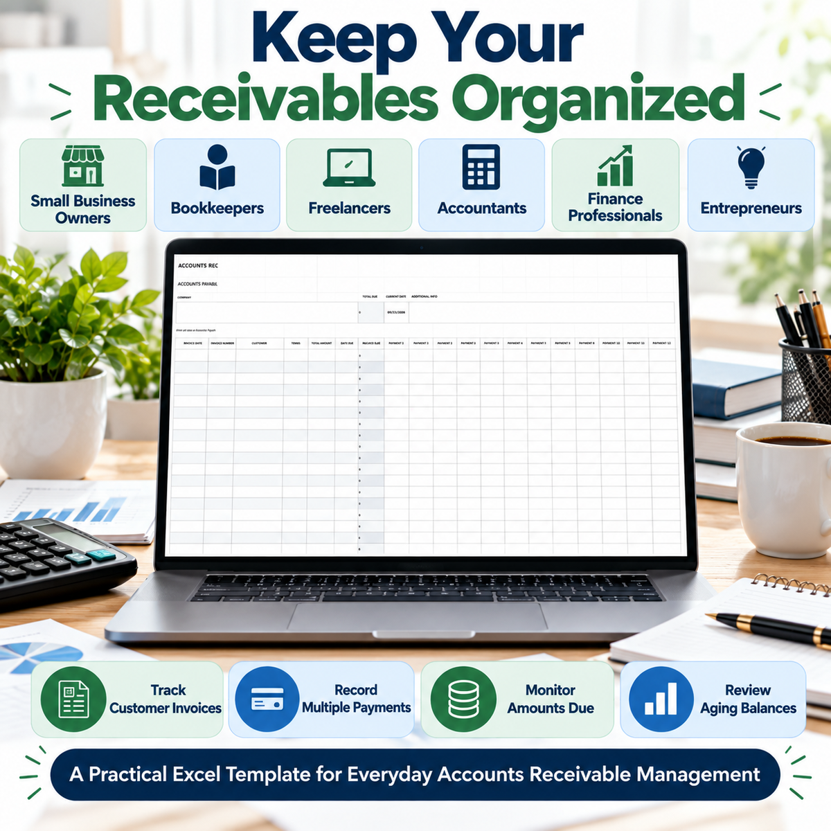 Accounts Receivable Excel Spreadsheet Template | Invoice Payment Tracker & AR Aging Report