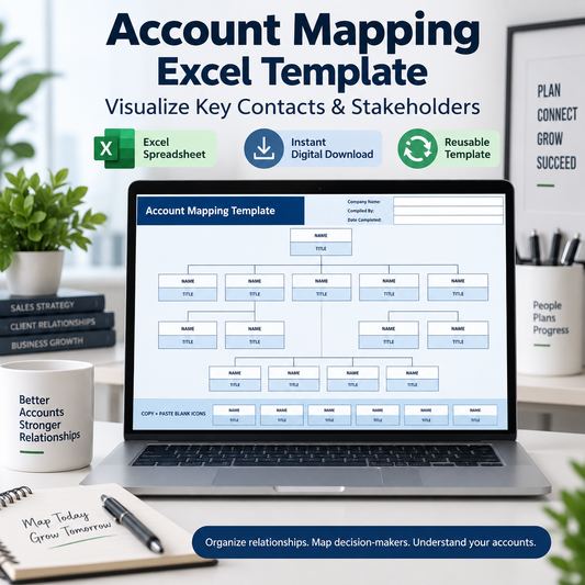 Account Mapping Excel Template | Stakeholder Mapping Spreadsheet | Sales Account Planning & Key Contact Organizer