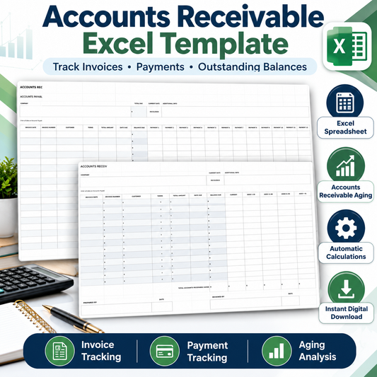 Accounts Receivable Excel Spreadsheet Template | Invoice Payment Tracker & AR Aging Report