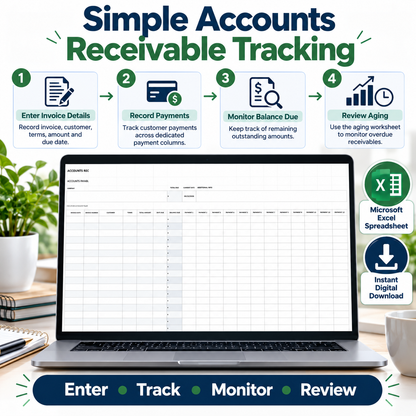 Accounts Receivable Excel Spreadsheet Template | Invoice Payment Tracker & AR Aging Report