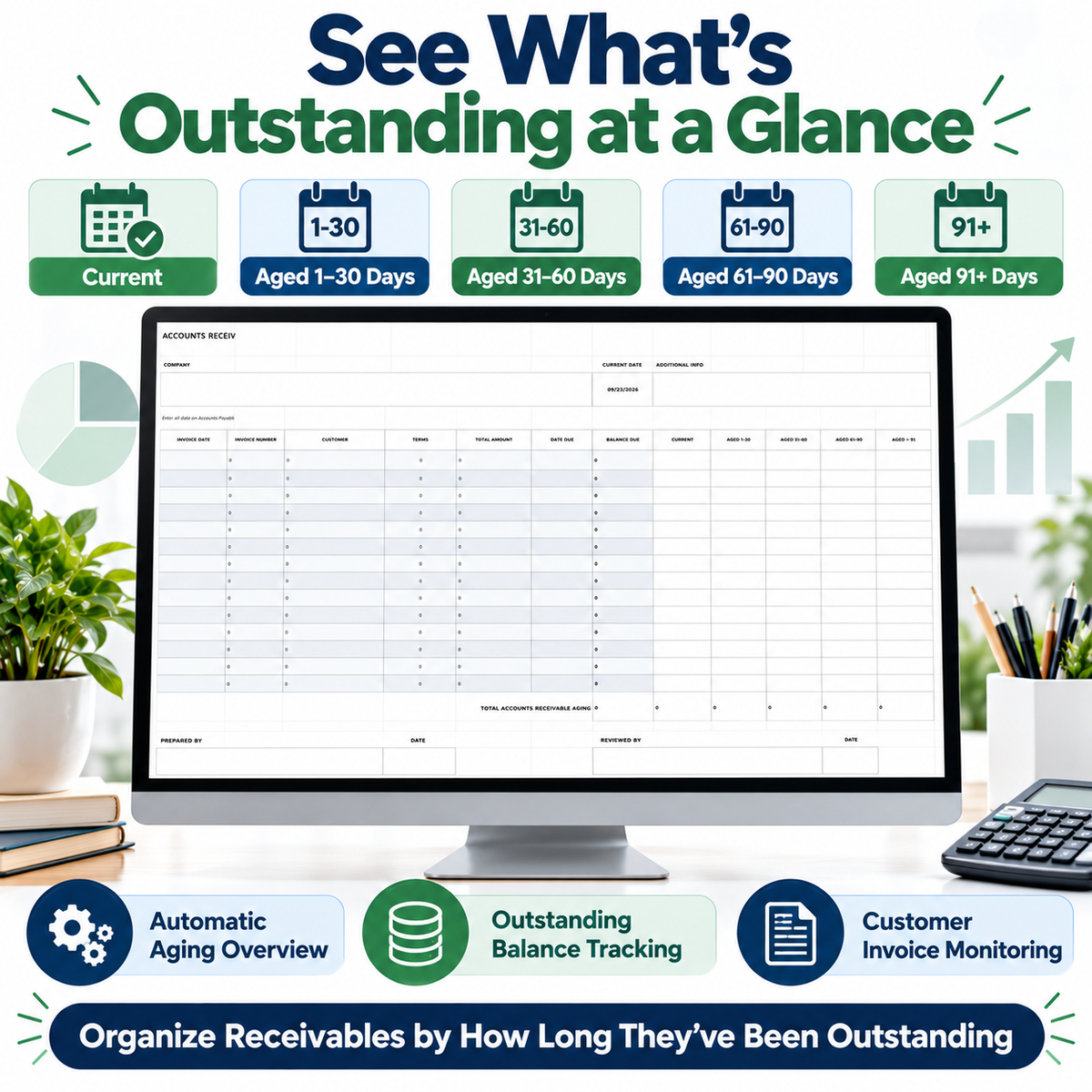 Accounts Receivable Excel Spreadsheet Template | Invoice Payment Tracker & AR Aging Report
