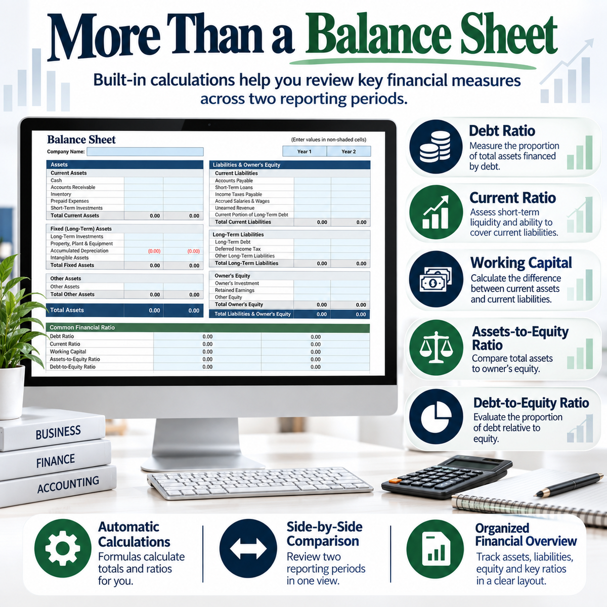 Balance Sheet Excel Spreadsheet Template | Assets, Liabilities & Equity Tracker | Financial Statement Excel Template