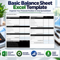 Basic Balance Sheet Excel Template | 2-Year Financial Statement & Ratio Analysis Spreadsheet