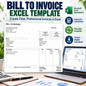 Bill to Invoice Excel Template | Automatic Invoice Spreadsheet | Small Business Invoice Template | Instant Digital Download