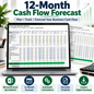 Cash Flow Forecast Excel Template | 12 Month Cash Flow Projection Spreadsheet | Business Cash Flow Planner