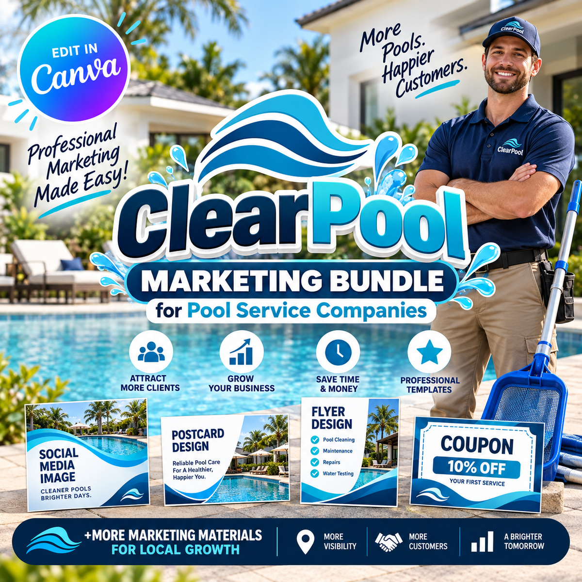 Clear Pool Marketing Bundle for Pool Service Companies