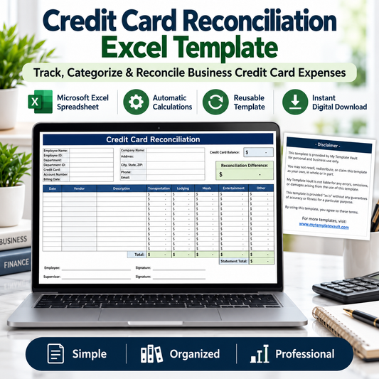 Credit Card Reconciliation Excel Template | Business Expense Tracker & Reconciliation Spreadsheet