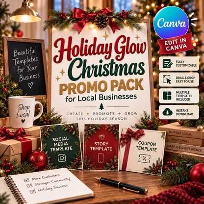 Holiday Glow Christmas Promo Pack for Local Businesses