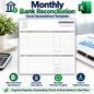 Monthly Bank Reconciliation Excel Template | Bank Reconciliation Spreadsheet | Deposits & Outstanding Checks Tracker