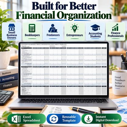 Monthly & Quarterly Balance Sheet Excel Template | Small Business