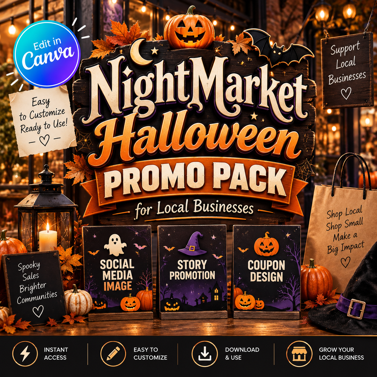 Night Market Halloween Promo Pack for Local Businesses