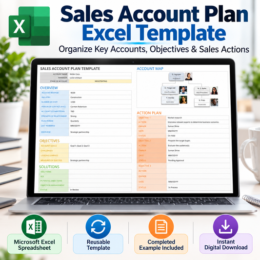 Sales Account Plan Excel Template | Account Management & Sales Planning Spreadsheet