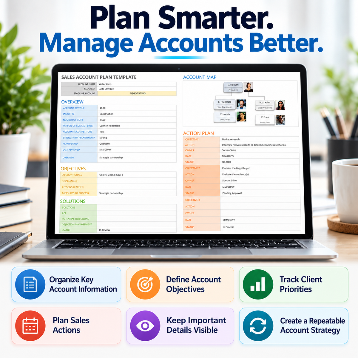 Sales Account Plan Excel Template | Account Management & Sales Planning Spreadsheet
