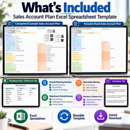 Sales Account Plan Excel Template | Account Management & Sales Planning Spreadsheet