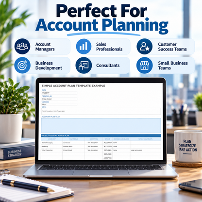 Simple Account Plan Excel Template | Account Management Action Plan Spreadsheet | Sales & Client Planning Template