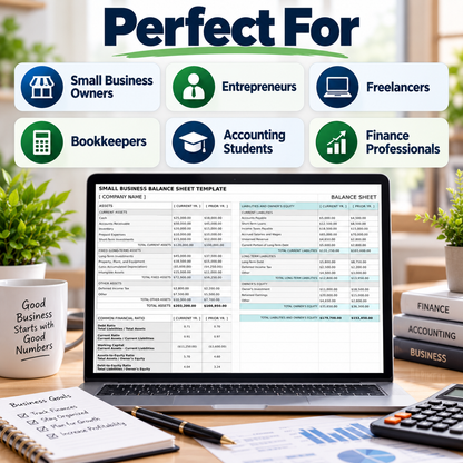 Small Business Balance Sheet Excel Template | 2-Year Financial Statement Spreadsheet