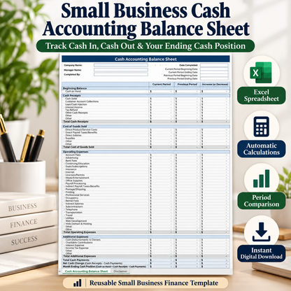 Small Business Cash Accounting Balance Sheet Excel Template