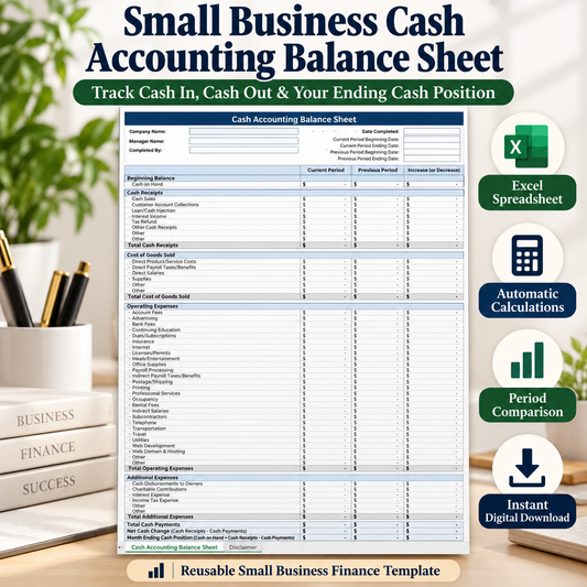 Small Business Cash Accounting Balance Sheet Excel Template