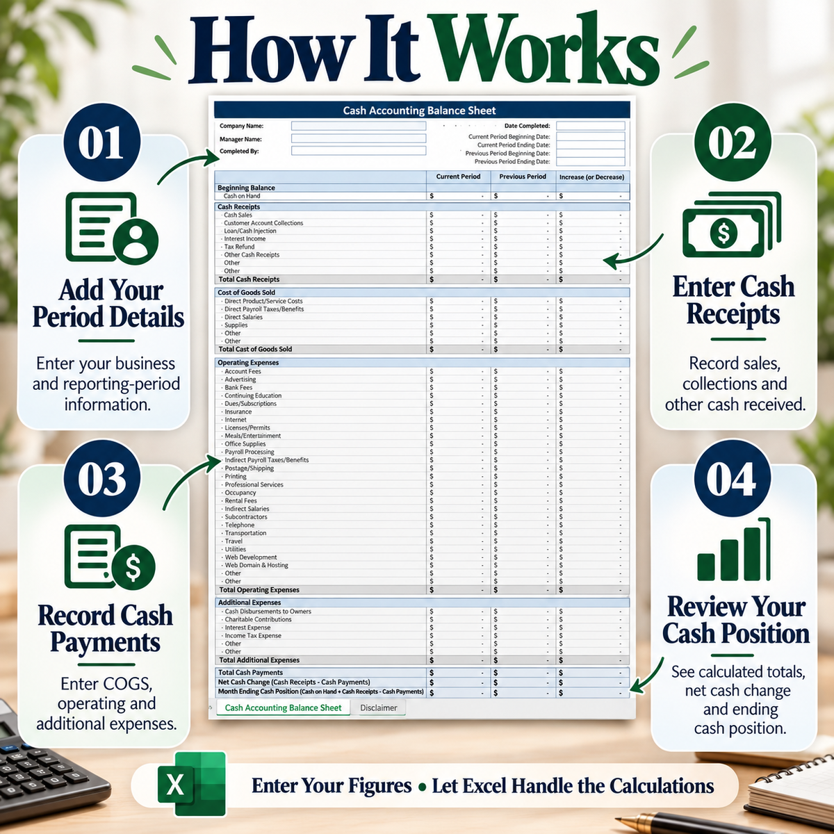 Small Business Cash Accounting Balance Sheet Excel Template