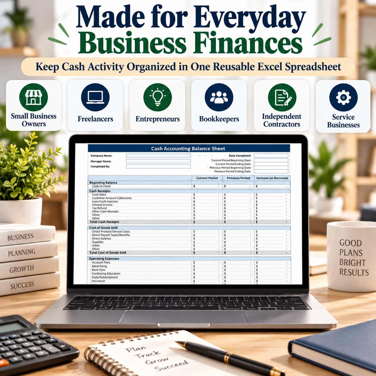 Small Business Cash Accounting Balance Sheet Excel Template