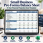 Small Business Pro Forma Balance Sheet Excel Template | 5-Year Financial Projection Spreadsheet