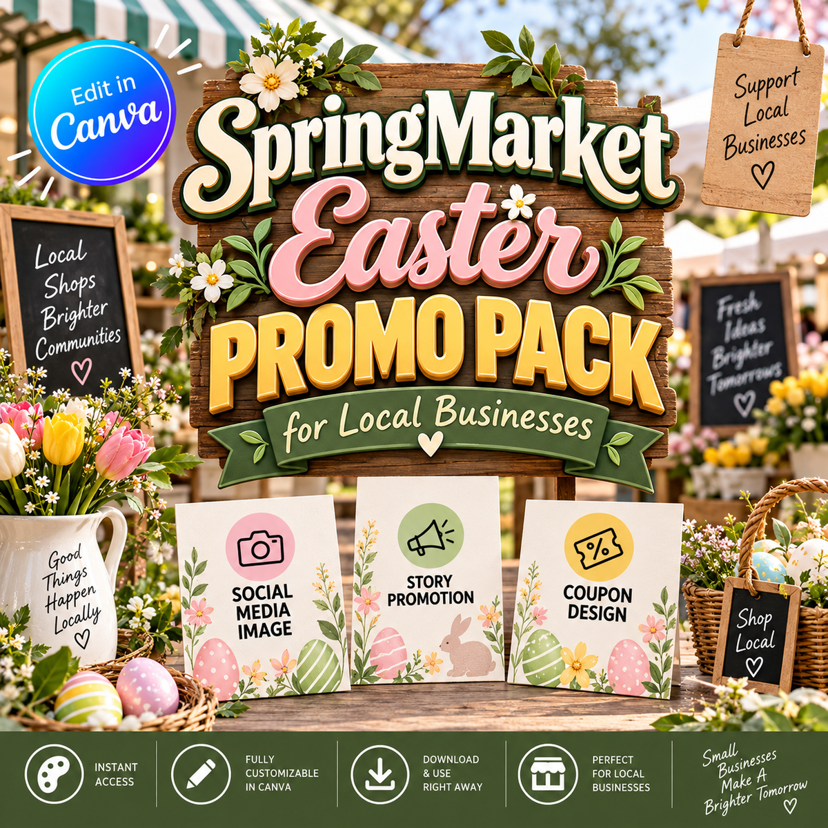 Spring Market Easter Promo Pack for Local Businesses